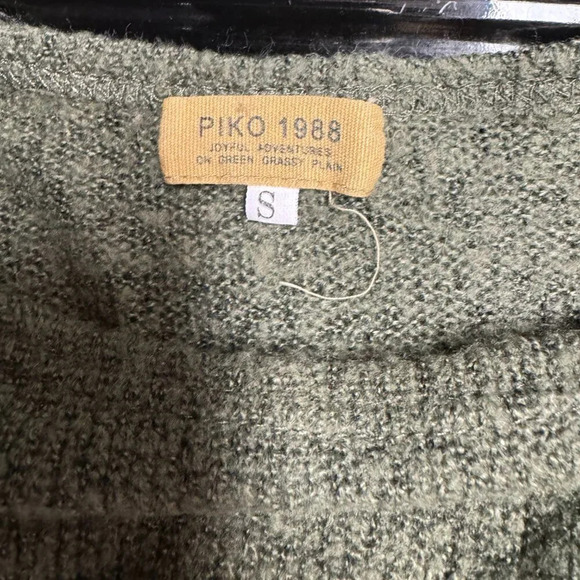 Women's Piko 1988 Army Green Lightweight Oversized Pullover Sweater. Size S - Picture 3 of 5